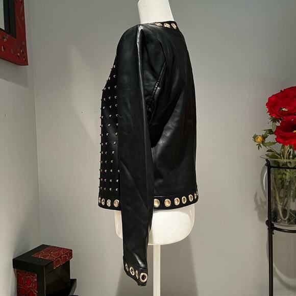 NEW Boston Proper Grommet Studded Faux Leather Edgy Jacket Black Sz M 8/10 NWT … - Picture 8 of 14